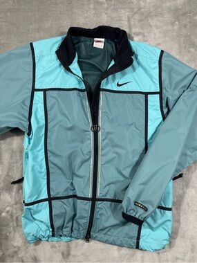 Vintage Nike Jacket Women’s M Teal Nike Fit Windbreaker Full Zip Track Coat 90s